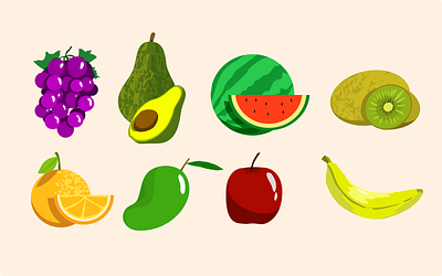 Fruit Illustration animation apple avocado banana cartoon fruits illustration orange vector watermelon