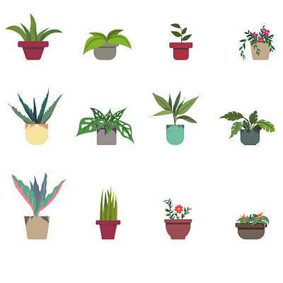 Decorative Plants Illustration cartoon decorative design illustration ilustrasi plants pot vector