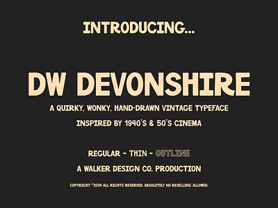 DW Devonshire - A Vintage Font Family inspired by 1940's Cinema branding design font fonts graphic design retro sans serif type typeface typography vintage