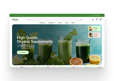 iHerb Rebrand branding design health iherb organic supplument supps ui web websitedesign