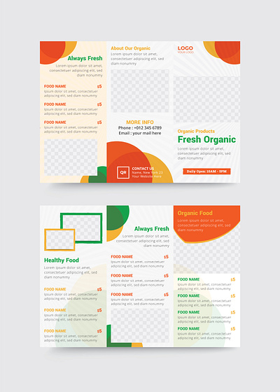 Fresh food trifold brochure design template business