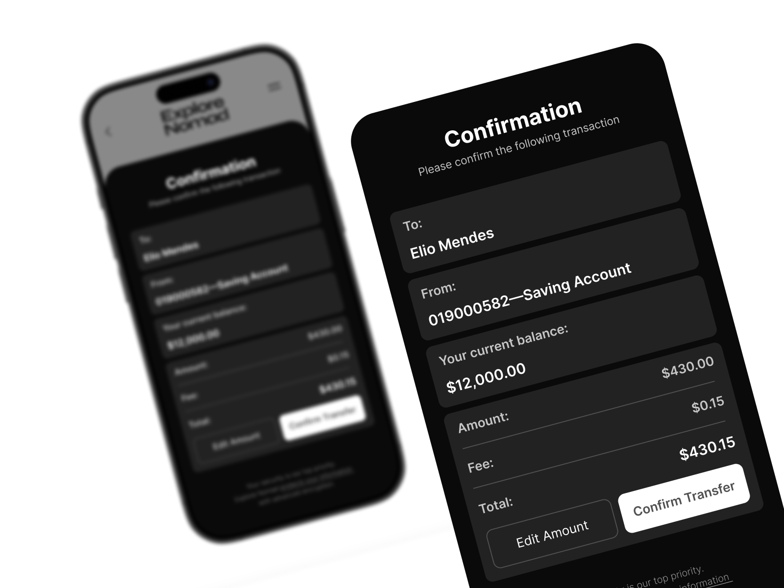 Light-Dark Mode Transaction confirmation UI Design bank transaction digital banking digital transaction transaction transaction confirmation transfer transfer money