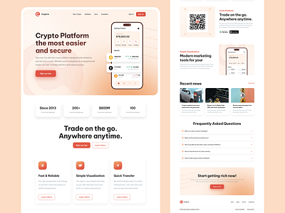 Crypt.io - Full landing page version crypto cryptocurrency design dribbble figma landing page platform salung ui ui design ui ux web design