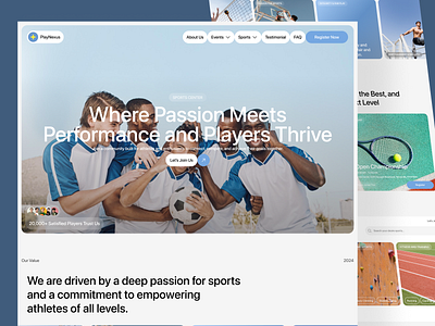 PlayNexus - Sports Landing Page clean design club sport design design landing page design website landing page soccer sports ui ui design uiux ux website