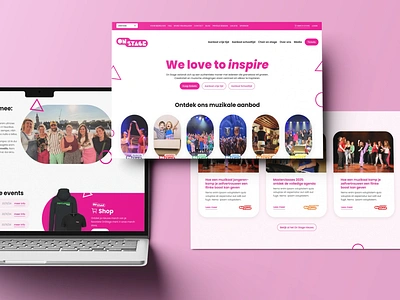 Onstage Website design landingpage magenta musical pink webdesign