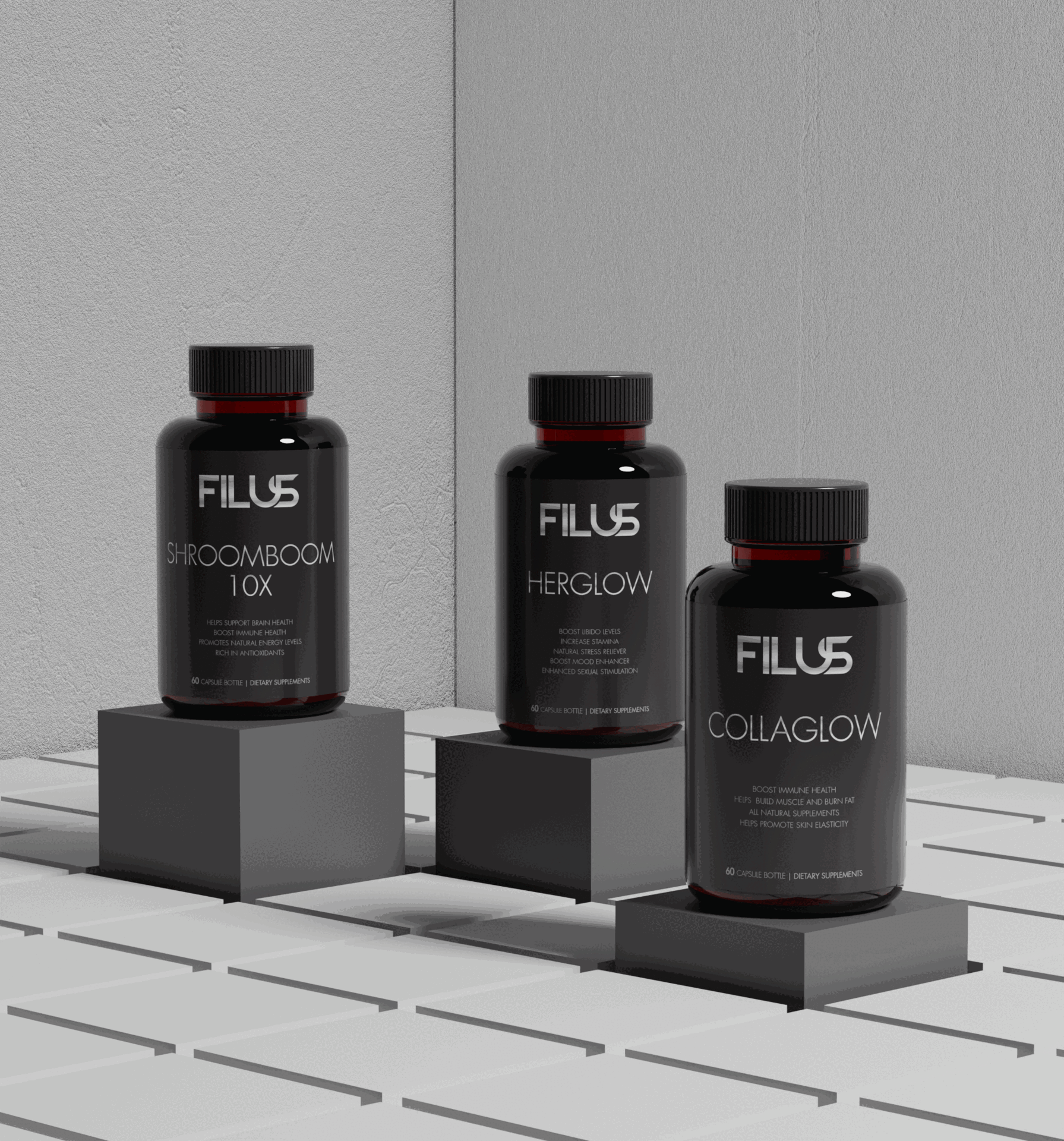 FIL US – Premium Supplements Packaging Design 3d 3d mockup 3d packaging bottle design bottle label box branding graphic design health wellness illustration label design logo motion graphics packaging design packaging mockup product design supplement packaging sustainable design ui