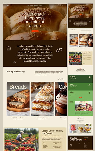 Landing page for sweet bakery ui