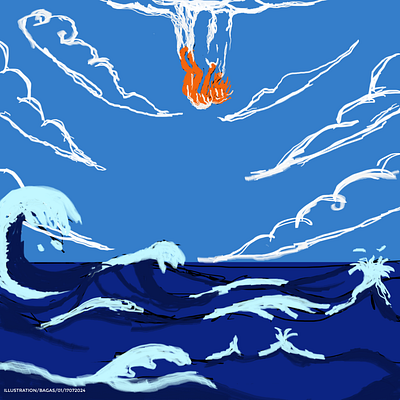 falling to the sea illustration