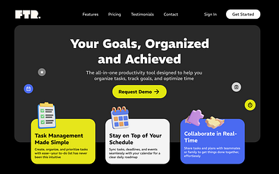 Productivity Tool Website Landing Page animation app figma goalwebsite graphic design herosection landingpage logo productivity productivitywebsite ui uianimation uidesign userexperience userinteraction userinterface uxdesign webdesign website websitedesign