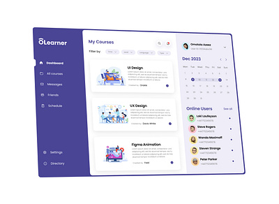 OLearner Edtech Dashboard Design clean design creative dashboard edtech education learning app simple design ui uiux ux