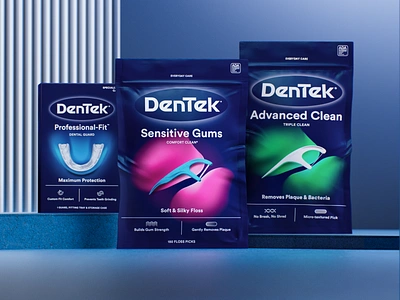 DenTek: Packaging blue illustration oral care packaging strategic design