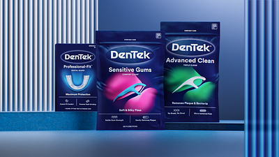 DenTek: Packaging blue illustration oral care packaging strategic design