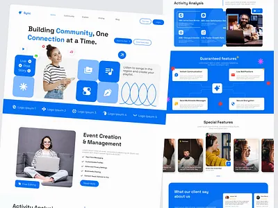 social networking landing page ux ui design branding design graphic design landing page logo ui ux ui website design