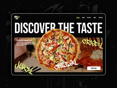 🍕 Web design for the pizza restaurant | Hyperactive black colors commercial website concept dark design ecommerce graphic design hero section hyperactive landing page main page pizza website product design restaurant ui uiux ux web web design