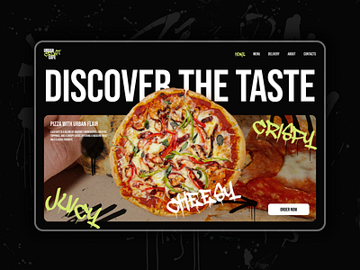 🍕 Web design for the pizza restaurant | Hyperactive black colors commercial website concept dark design ecommerce graphic design hero section hyperactive landing page main page pizza website product design restaurant ui uiux ux web web design