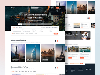 Travel Guide Web Page - Plan Your Journey with Ease bookingform holidaypackages modernwebdesign onestoptravel populardestinations seamlessbooking travelcategories travelexperts travelguide travelinspiration traveloffers travelplanning travelwebsite ui uiconcept userexperience userfriendlydesign userinterface uxdesign webdesign