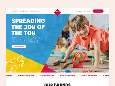 Toy Company: hero design angles child children colorful hero joy kids play playful playtime toy toys ui ux vibrant web web design website young