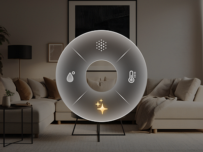 Glass UI Concept for Smart Home VR ar blurred circular concept glass effect glass morphism home menu settings shine smart home vr