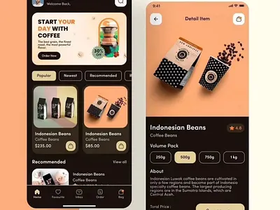 Coffee Beans Shopping App design experience design figma figma components prototype ui ux wireframe