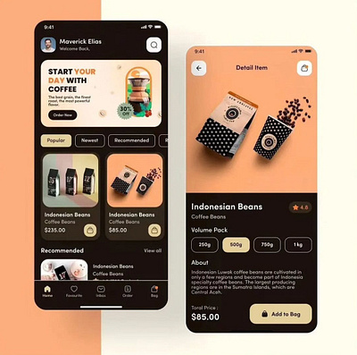 Coffee Beans Shopping App design experience design figma figma components prototype ui ux wireframe