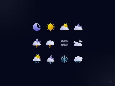 Brave Search Weather Icon Set daily ui designinspiration icon set icons minimal design mobile ui product design ui design web design web3design