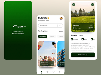 V>Travel - Mobile App Design app app interface best app design branding design graphic design home screen mobile mobile app mobile ui mobile ui design mobile ux modern ui tour travel travel app ui ui design ux uxui