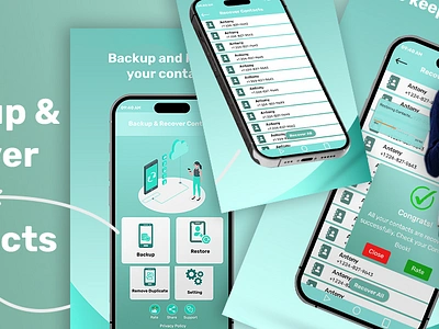 App Design Backup and recovery your contacts app design banner design brand identity brand identy graphic design logo design marketing post photoshop poster design thumbnail ui design ux design visiting card visual design web design