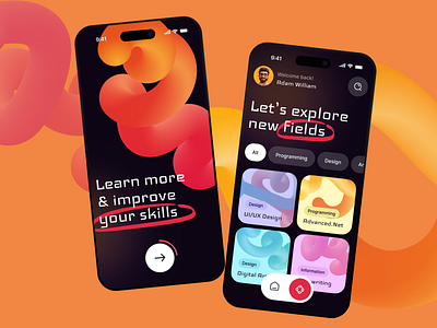 Education App adaptine app branding color design education illustration inspiration learning logo orange ui ux