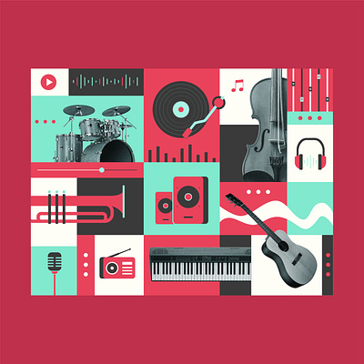 A music session brandillustration collage flatillustration grid illustration music visualart visualdesign