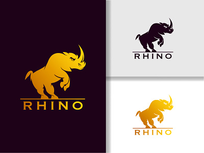 Rhino Logo african aggression aggressive angry animal dangerous horn horned illustration rare rhino animal rhino logo rhinoceros strong ui ux vector wildlife wildlife brand zoo