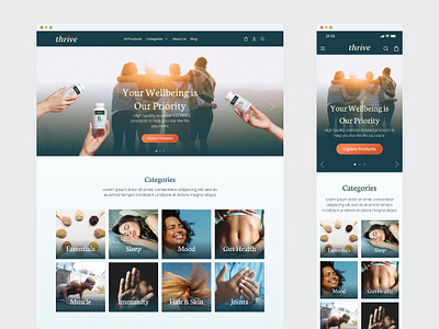 Thrive - Supplements Store Website figma web design