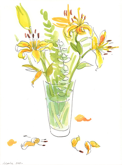 Tiger Lilies, watercolor