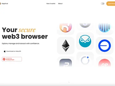 Dapphub – Hero Section adobexd dark mode light mode uidesign uiux webdesign