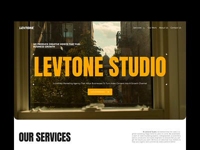 Production studio website agency concept creative designe desktop homepage play production studio ui ux video web white yellow