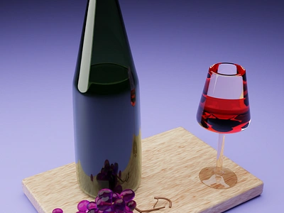 Wine and grapes.3D 3d animation graphic design ui