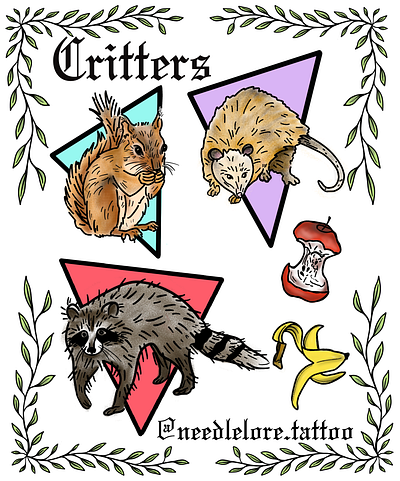 Critter Tattoo Flash album artwork digital illustration graphic design graphics poster design