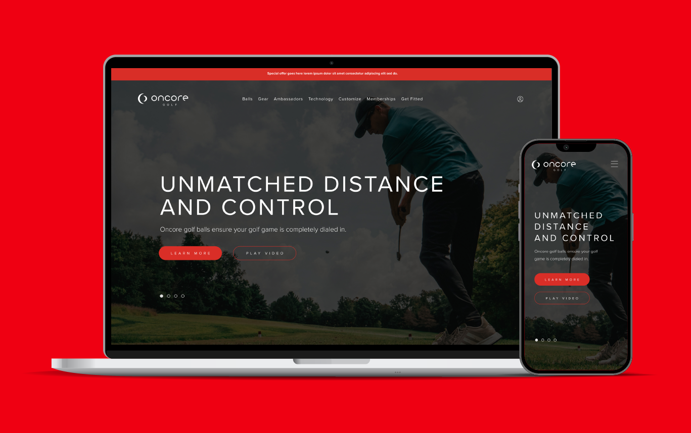 Oncore Golf Homepage Concept branding golf graphic design ui web design