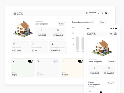 Smart Home Dashboard bento electric home flat ui landing page smart smart home ui web design