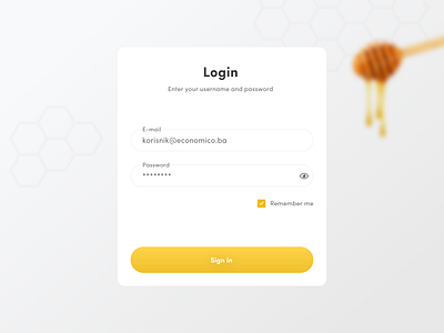 BeeCoinz login UI bee design honey interface login ui ux