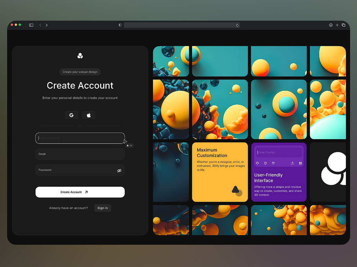 Create Account Page Design by Oscar Hansen on Dribbble