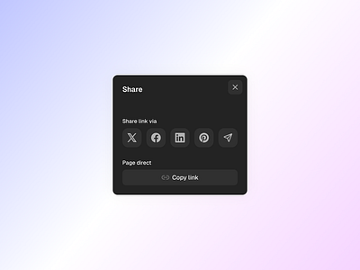 Share modal clean ui copy link dark dark mode darkmode figma invite minimal pop up product design share share link share modal share via sharing simple ui ux web design x