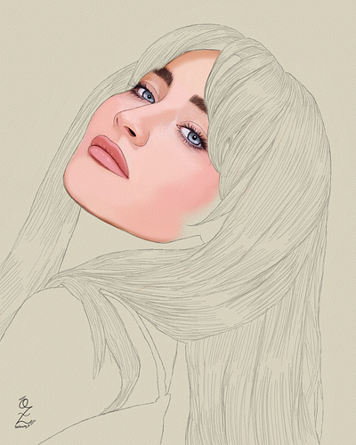 Sabrina Carpenter Portrait Color Sketch by Oz Galeano art arte boceto design dibujo digitalart drawing fanart illustration music ozgaleano portrait retrato sabrina carpenter singer sketch