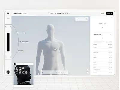 Digital Human Suite - SaaS UX/UI 3d 3d export digital human digital twin ui web3