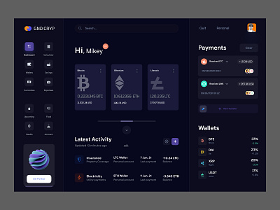 CryptoCore - Cryptocurrency Dashboard UI Concept Dark Version analytics crypto dashboard cryptocurrency cryptocurrency dashboard currency dashboard dashboard design dashboard ui data analytics data visulizations design homepage management tools product design saas dashboard statistics trading ui design web webdesign