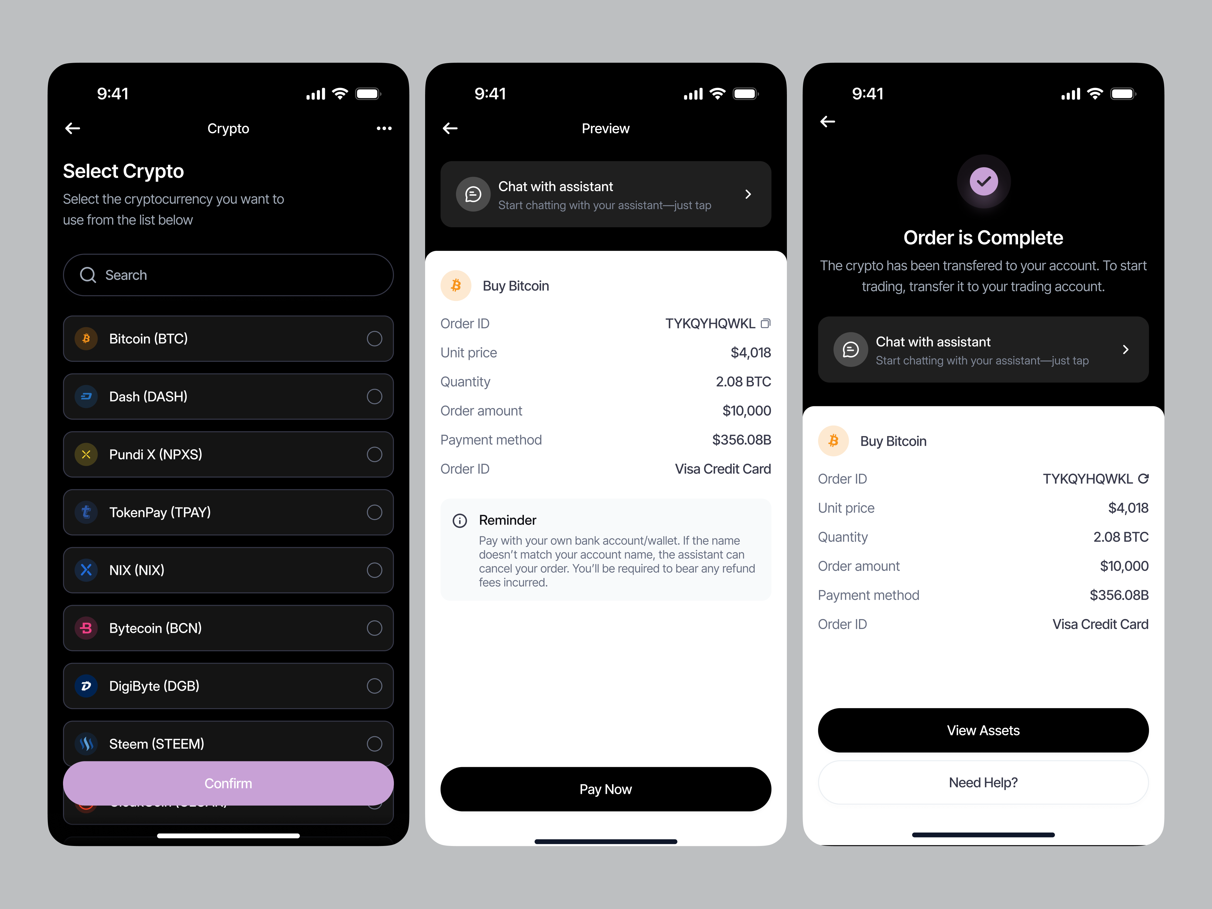 Crypto Mobile App UI/UX - Buy Coin Flow by Keitoto on Dribbble