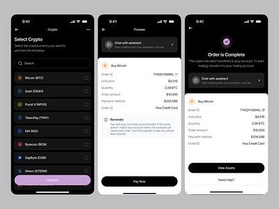 Crypto Mobile App UI/UX - Buy Coin Flow bitcoin blockchain buy buy coin buy crypto crypto crypto app crypto banking crypto exchange eth ethereum ios mobile app design payment product design trading ui uiux ux wallet