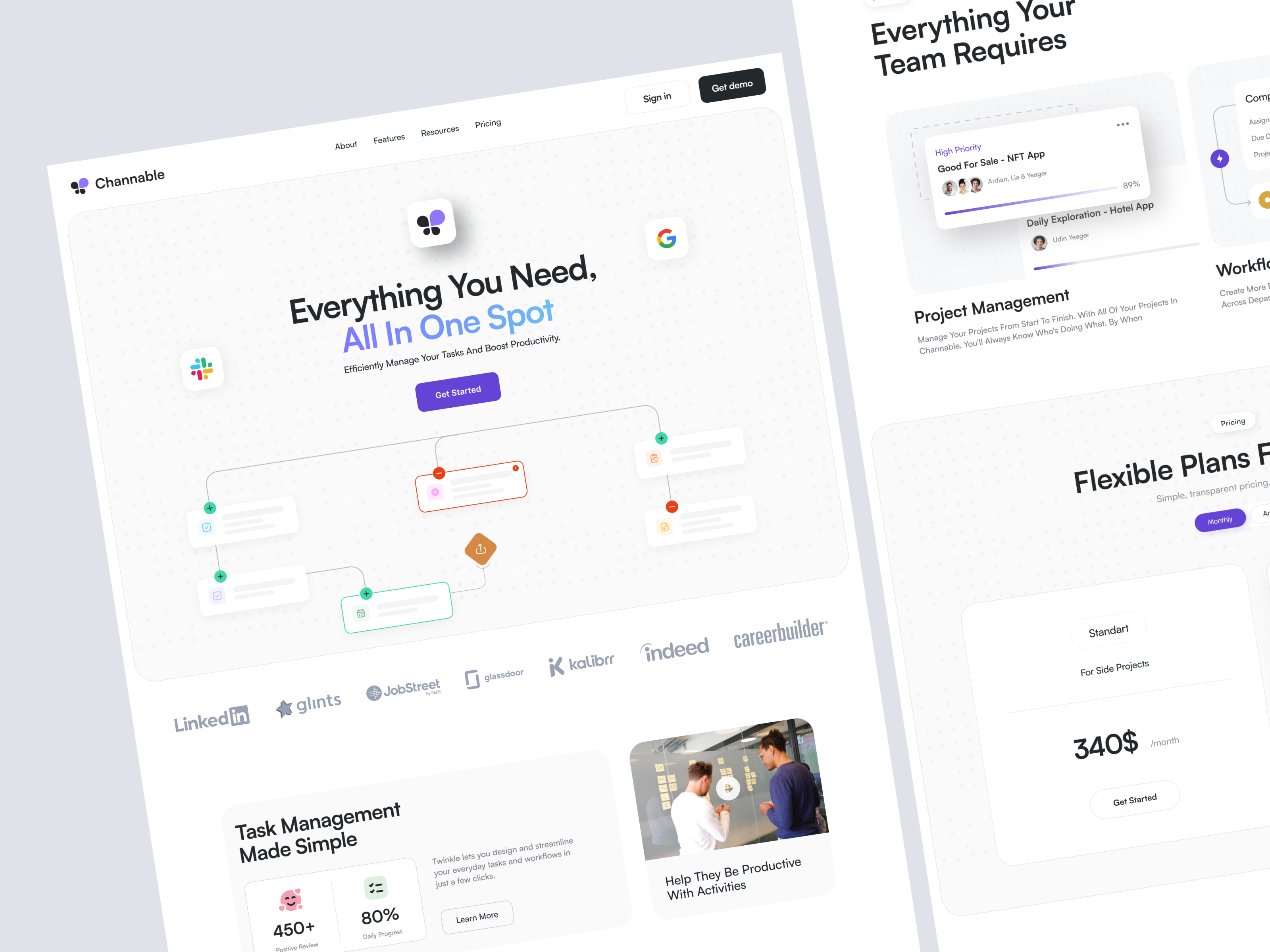 Channable Saas Task Management Platform agency ai daily design digital elementor framer landing management marketing page platform project saas software task ui webflow website wordpress