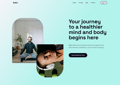 Wellness website landing hero header hero website