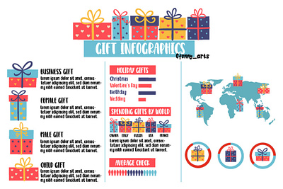 Holiday Gift Presents Infographic Graphic box buy christmas december device festival gift infographic map online ornament present shop shopping snow snowflakes technology template text world