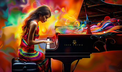 Making Colorful Music 4x009 abstract colorful colors dreamscape kaleidoscope keyboard machine music musical musician neon organ piano